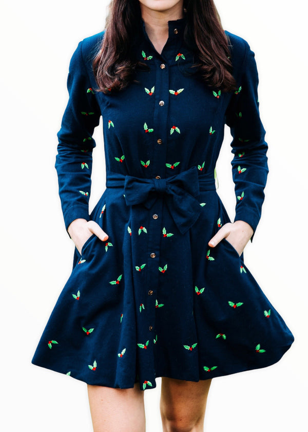 Christmas Holly Flannel Dress