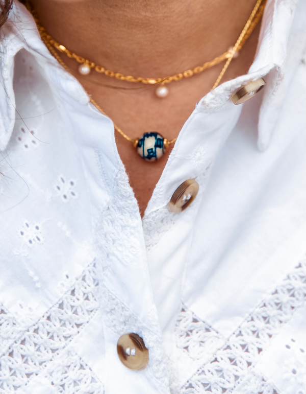 Pearl Drop Layering Necklace