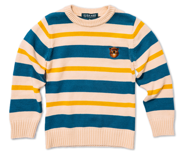 Wilderness Beaver Striped Kids Sweater