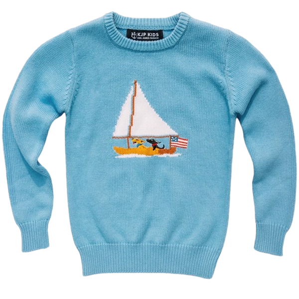 Ruff Day at Sea Kids Sweater- Light Blue